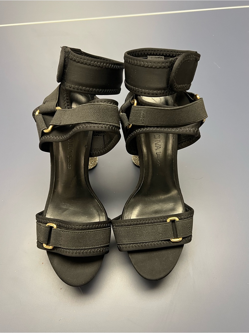 Charlotte Russe Black Strappy Ankle-Wrap Heeled Sandals